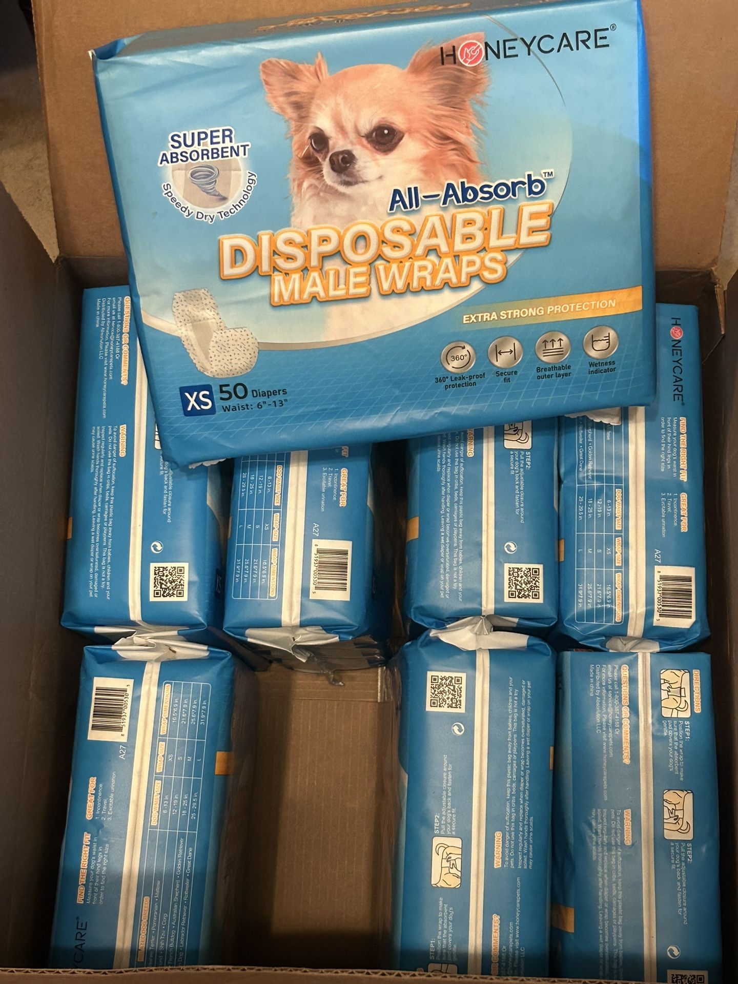 XS Disposable Male Dog Wraps