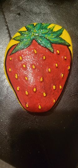Hand Painted Strawberry ROCK