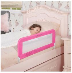Security Bed Rail – Toddler Safety Guard with breathable mesh, twin-size beds, Pink