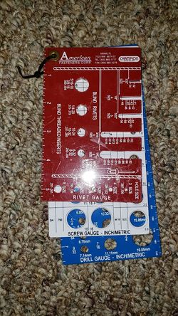 Drill screw rivet gauge chart