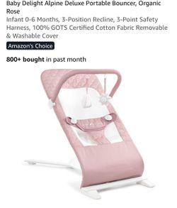 Baby Delight Alpine Deluxe Portable Bouncer, Organic Rose~ Baby Delight Alpine Deluxe Columpio de Bebe
