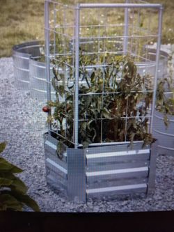 New 36" high galvanized planter with trellis