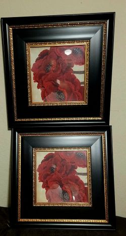 Set of 2 Framed Red Poppy Wall Art Prints