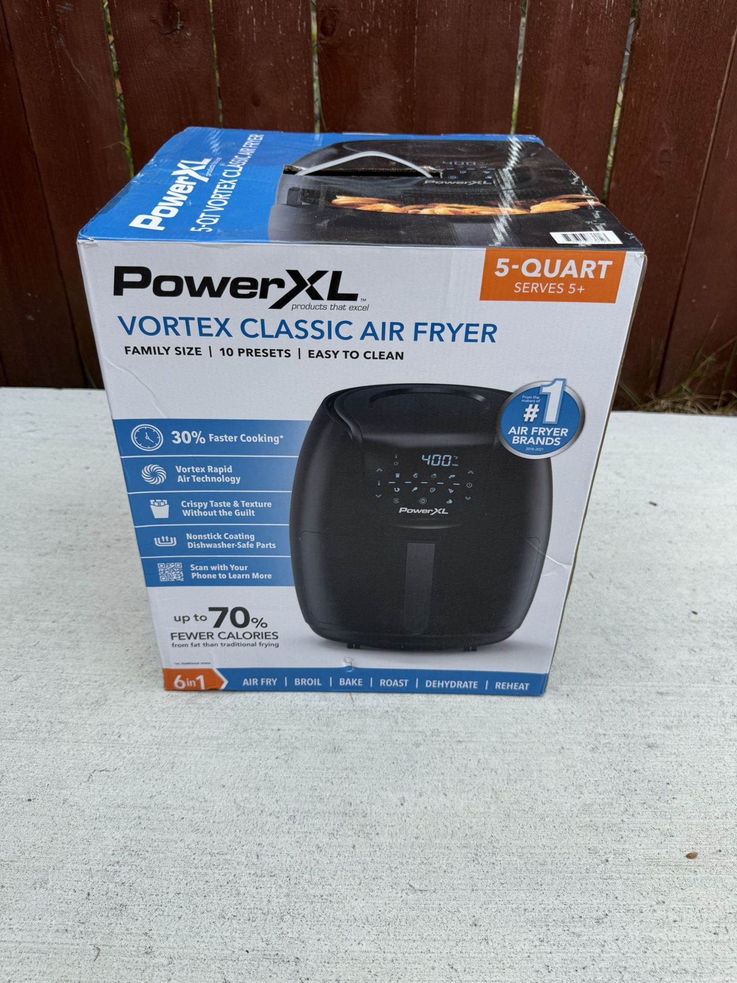 NEW Power XL Vortex Classic Air Fryer 5 qt Fry Basket POWERXL Broil Bake Roast