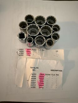 CRAFTSMAN,3/8 Drive  12 points Metric Socket Set 9mm–19mm