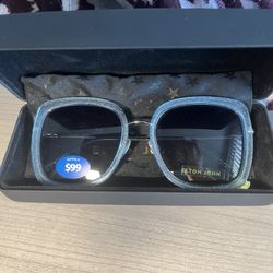 Elton John Hollywood blue Glitter  Sky Sunglasses 