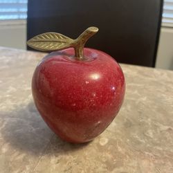 Apple Brass and Glass Paperweight