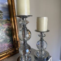 Crystal Pillar Candle Holders
