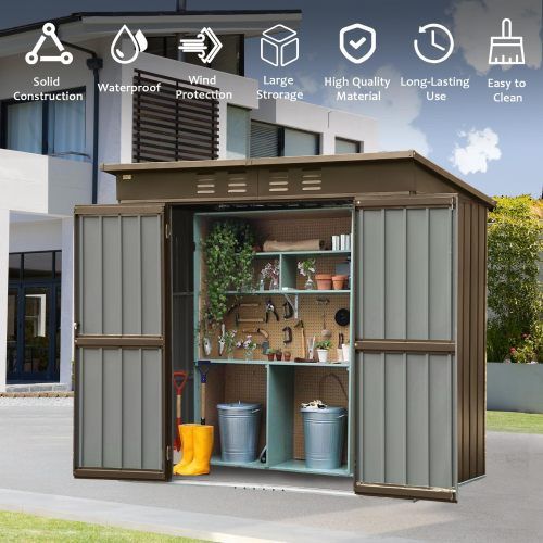 Outdoor Storage Shed 6x4 FT, Metal Tool Sheds Storage House with