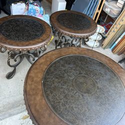 Brown Coffee Tables And Matching End Tables 