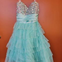 b darlin beaded satin corset strapless dress halloween costume? size 5-6