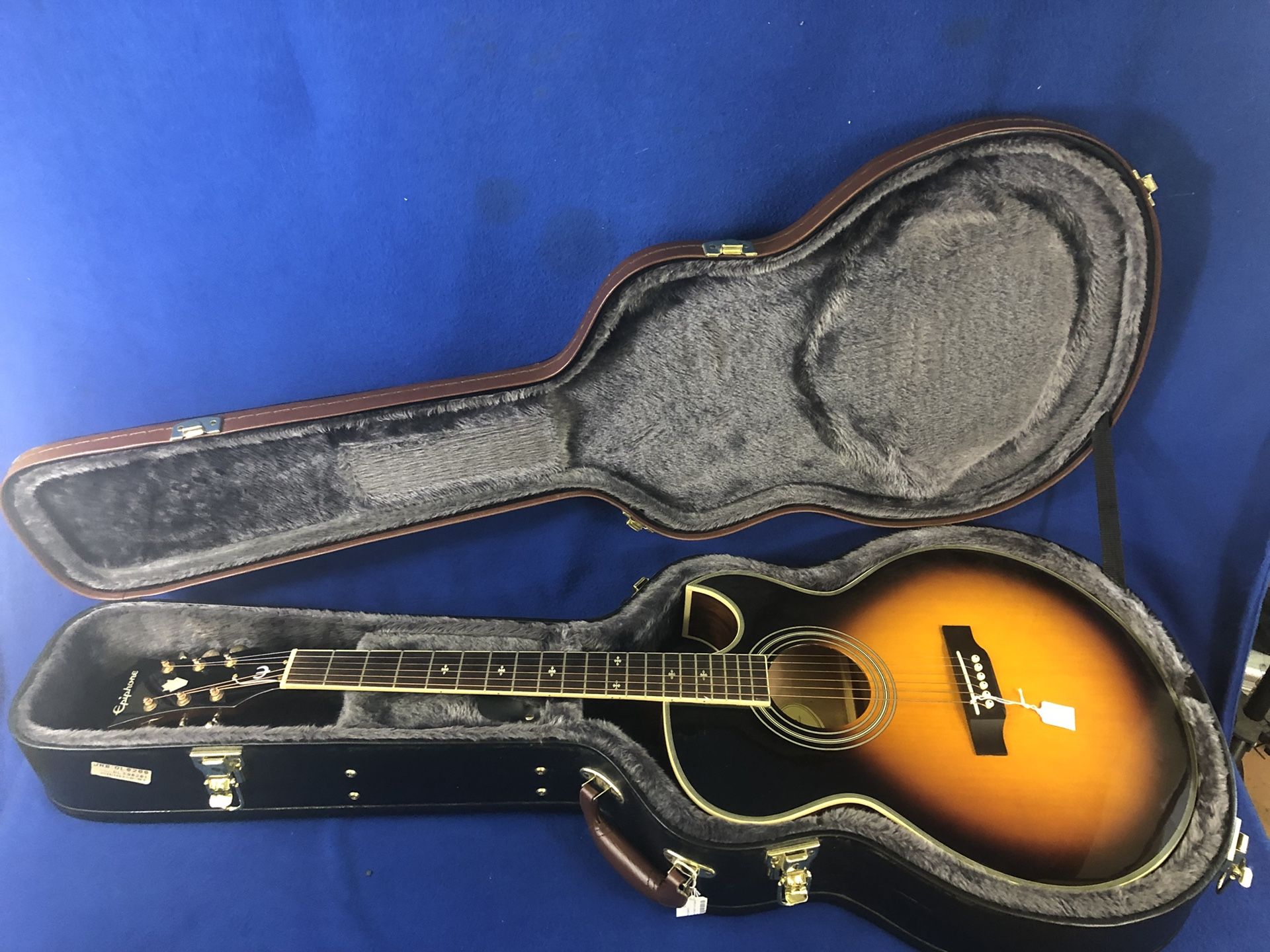 Epiphone PR-5E/VA Two Tone Sunburst Acoustic/Electric 6 String Guitar in Hard Case