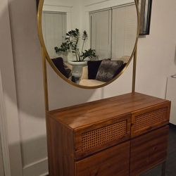 Cb2 Memento Cabinet with Round Mirror