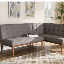 Gray Corner Bench Upholstered Breakfast Nook 