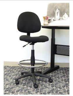 Ergonomic Works Drafting Chair Without Arms in Black, Mid-Back,
