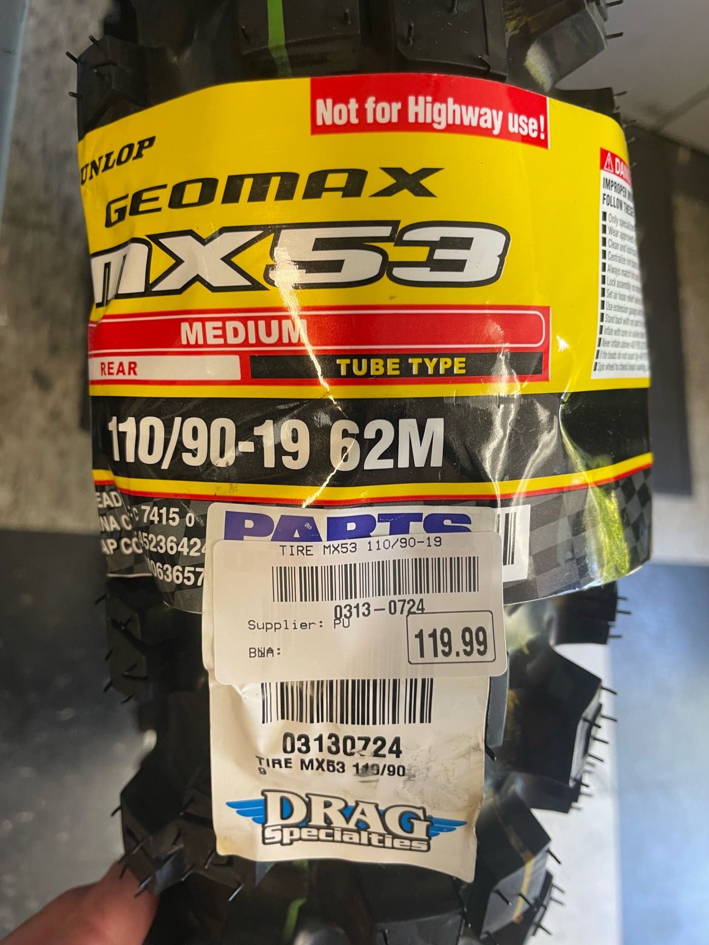 New Dunlop MX53 rear tire