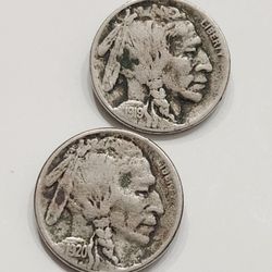1919-S , 1920-S  Buffalo Nickels - Antique U.S Coins