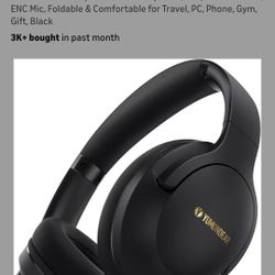 F1 Bluetooth Headphones Over Ear, 80H Playtime Bluetooth 5.4 Wireless Headphones with Deep Bass, 3 EQ Sound Modes, ENC Mic, Foldable & Comfortable for
