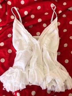 White Lace Trim Ruffle Baby Doll Top