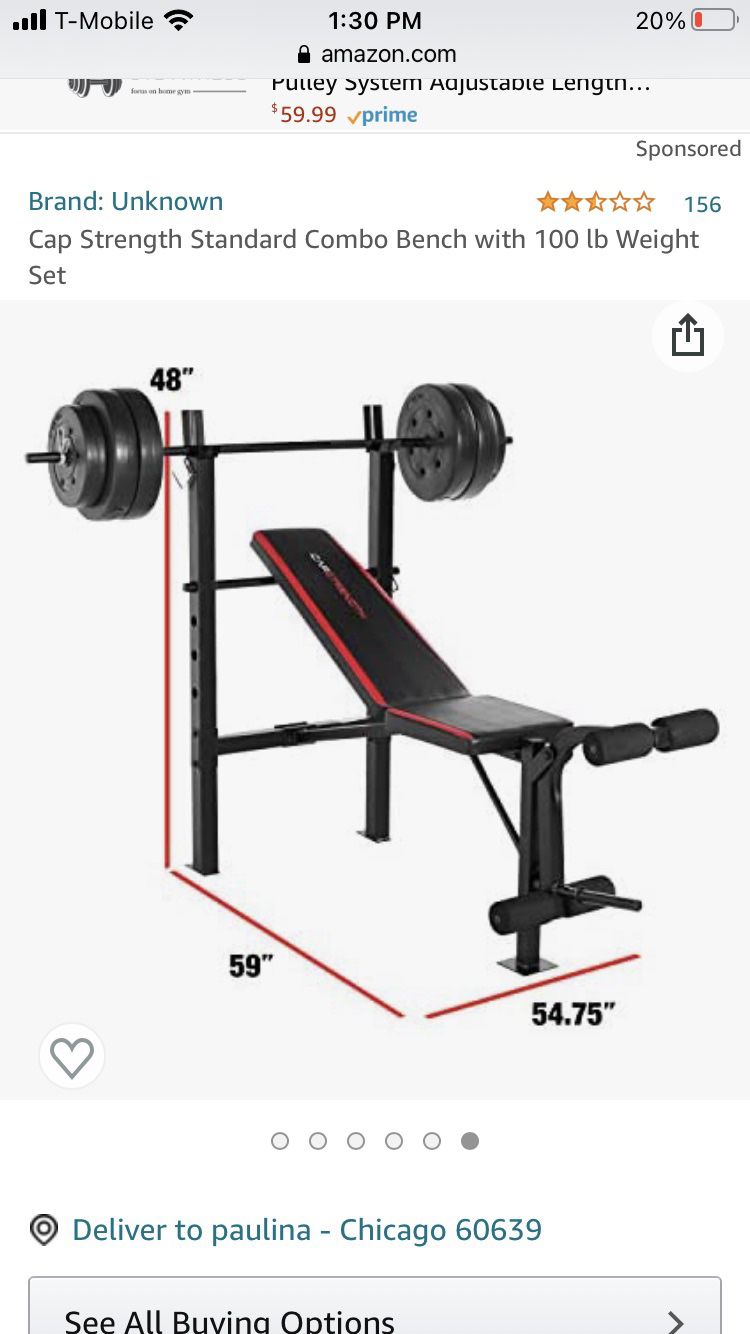 Bench Press Wourkout Bench With 100lbs Weights Included 