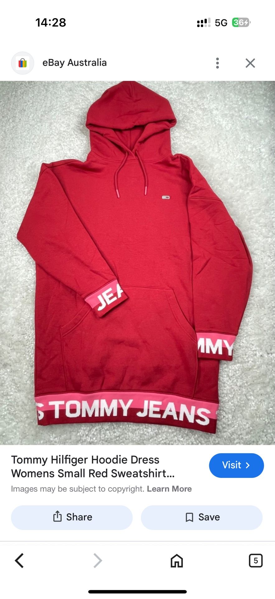 Tommy Hilfiger Hoodie Dress Womens Small Red Sweatshirt Hooded Pullover Jacket