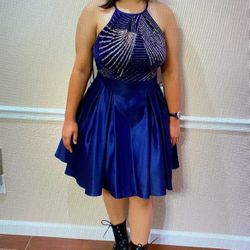 Betsy & Adam Prom Dress w/Pockets Blue Size 14