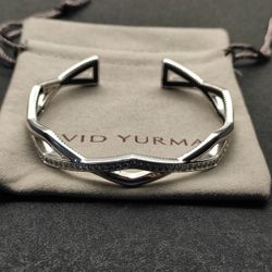 Ladies David Yurman silver 13mm two-row cufflinks bracelet