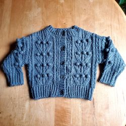 Rylee + Cru Charcoal Gray Bobble Knit Cardigan Sweater, Unisex 2-3T