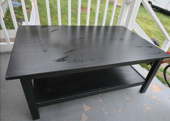 Black Wood Coffee Table with Bottom Shelf