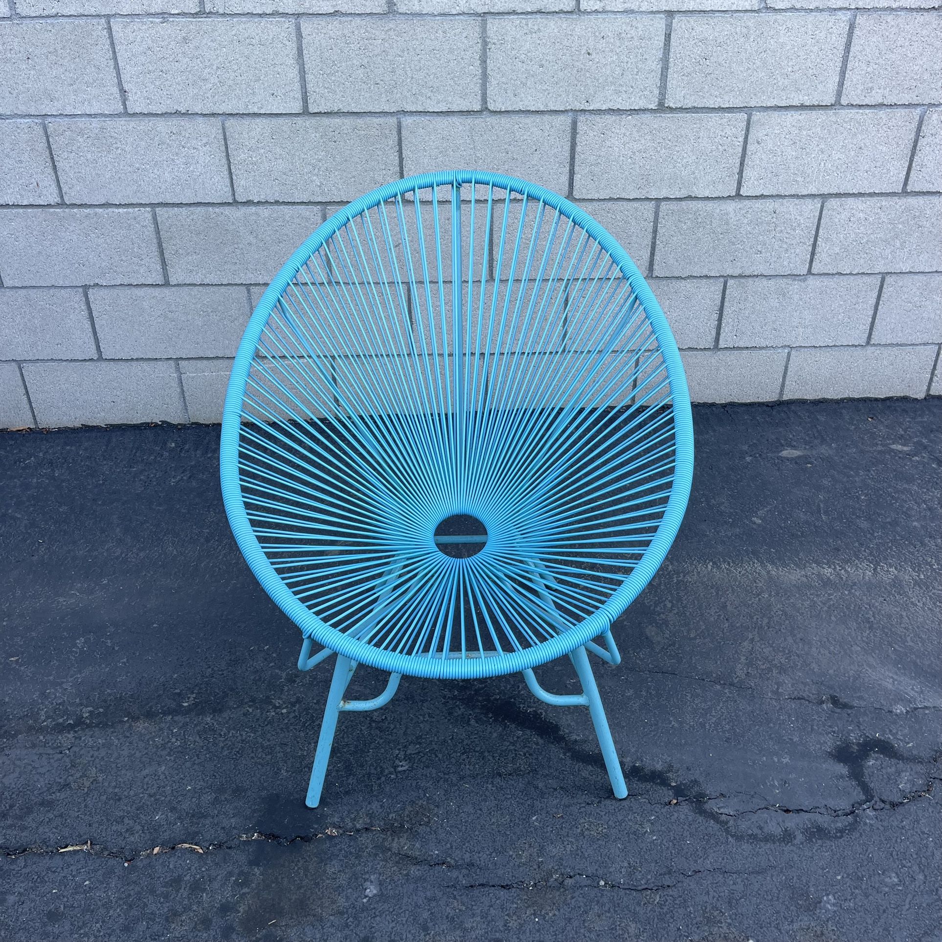 Modern Acapulco-Style String Chair  - Powder-Coated Steel Frame