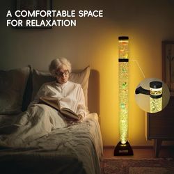 E993 $50  4FT Sensory Tube Lamp, Aquarium Bubble Fish Lamp with Remote Control, 20 Color Changing Effects, 12 Fish Accessories, Bubble Sensory Room, N