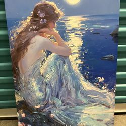 Woman with the Moon over the Sea, 20” X 30”