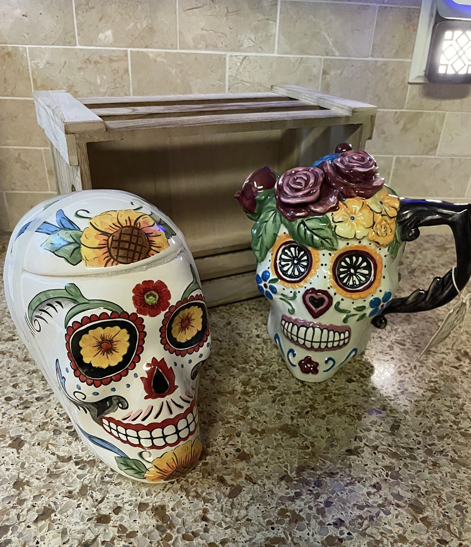Sugar Skull/Day Of The Dead/Calavera Tea Pot And Sugar Bowl