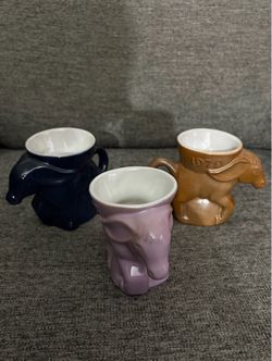 Frankoma Democratic Donkey Pottery Cups Mugs
