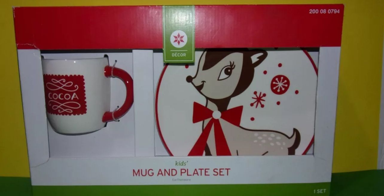 Kids's Mug and Plate Set for Christmas Reindeer New in Box Earthenware Target