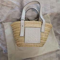 Loewe Straw Splicing Womens Handbag Basket Bag
