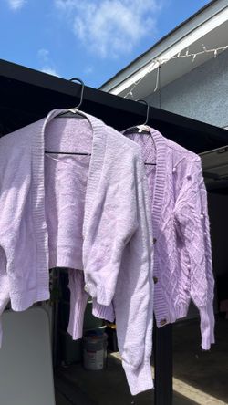 2 medium purple cardigans