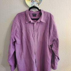 Van Heusen men's long-sleeve button-down dress shirt lavender. Point collar 3XL