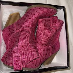 Pink Rhinestone Boots