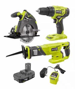 RYOBI ONE+ 18V CORDLESS 3-TOOL COMBO KIT WITH (1) 1.5 AH BATTERY, CHARGER, BAG