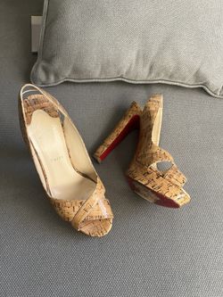 Christian Louboutin Cork Peep Toe Platform Heels size 11