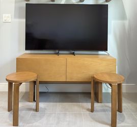 Media Console  With Side Tables And Book Cases Brand ( BURROW)