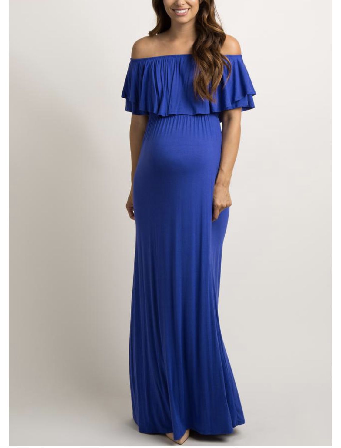 Royal Blue Off Shoulder Maternity Dress 