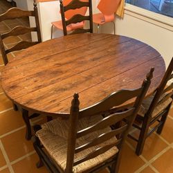 Antique Folding table With Chairs 