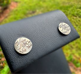 AUTH Tiffany Co. Notes Round Earrings .925 sterling silver NEW YORK Stud