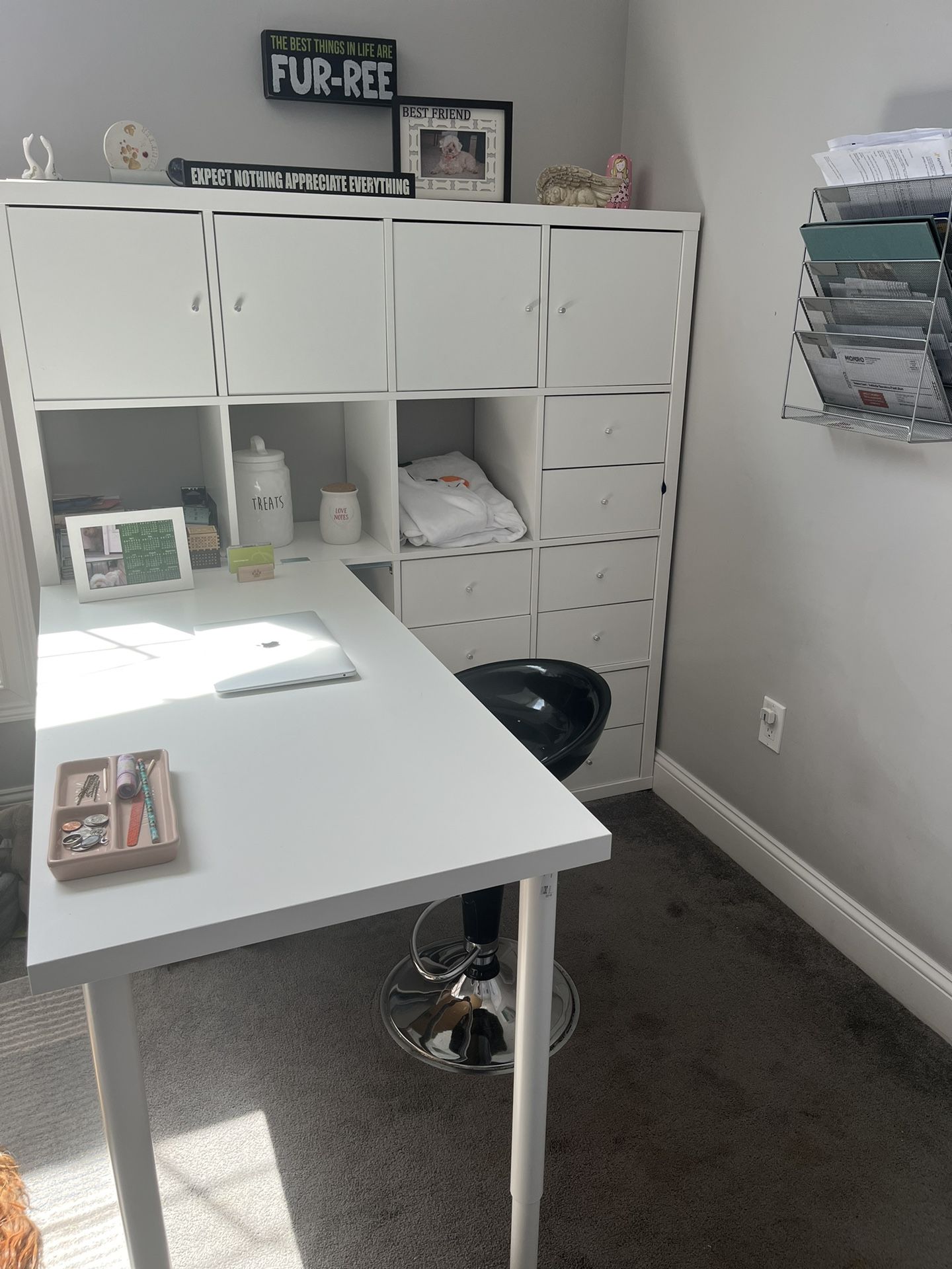 IKEA Desk  with  Cubbies, Drawers, & Cabinets 