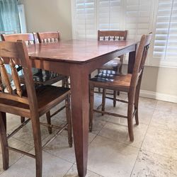 Wood Oak Dining Room Table With 6 Chairs