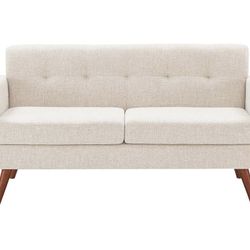 65" W Loveseat Sofa, Mid Century Modern Decor Love Seats Furniture, Button Tufted Upholstered Love Seat Couch for Living Room (Cream Beige) 