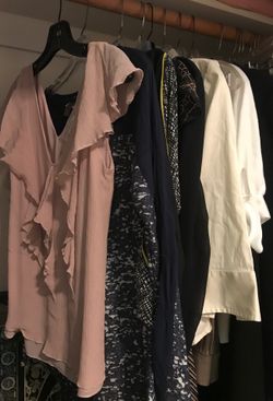 dressy tops and business outfits (preworn, mostly size S, 4)