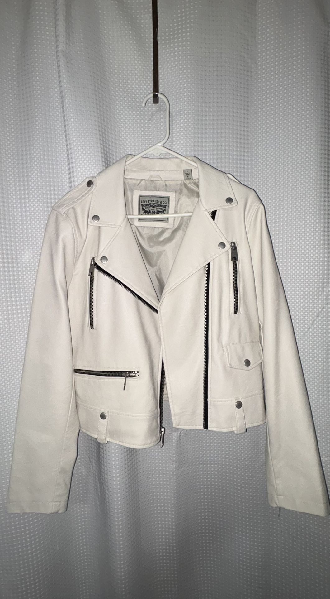 Levi Cream Faux Leather Jacket - Large